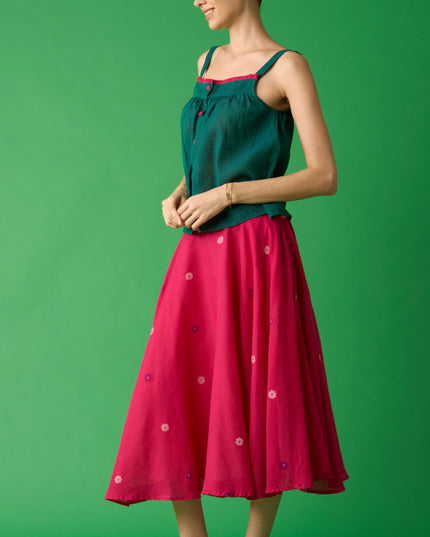 Rani Pink Jamdani Midi Skirt