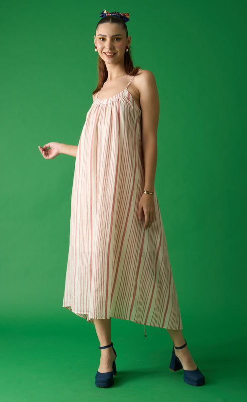 Red And White Striped Choga Dress