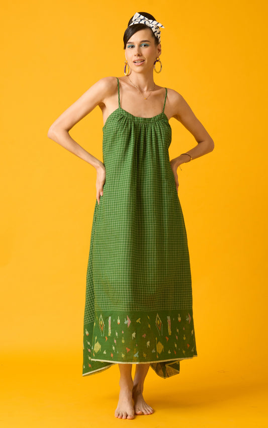 Green Jamdani Choga Dress