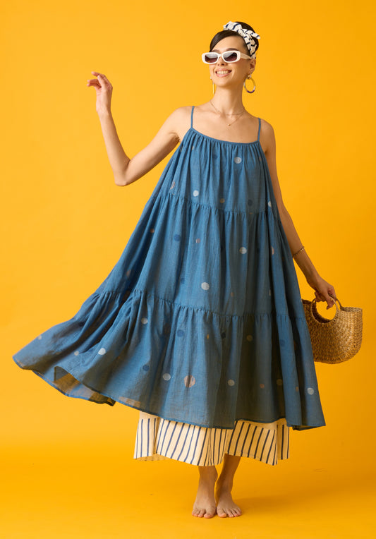 Blue Polka Tier Dress