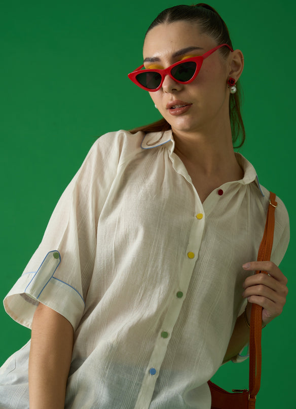 Off White Peter Pan Collar Shirt