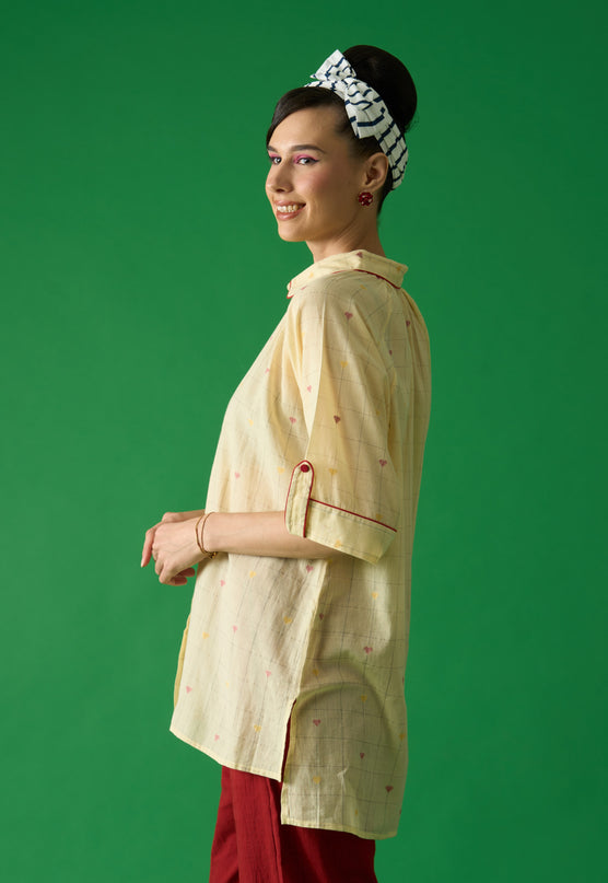 Pastel Yellow Peter Pan Collar Shirt