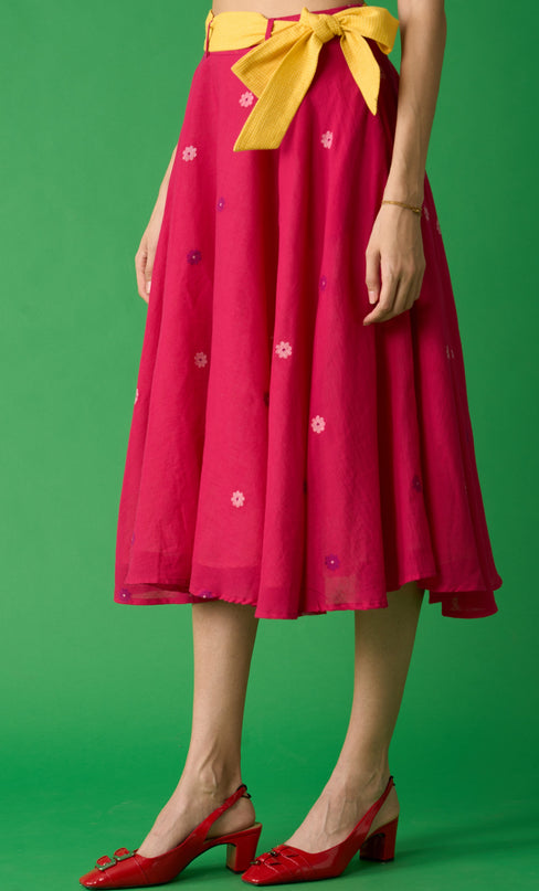 Rani Pink Jamdani Midi Skirt