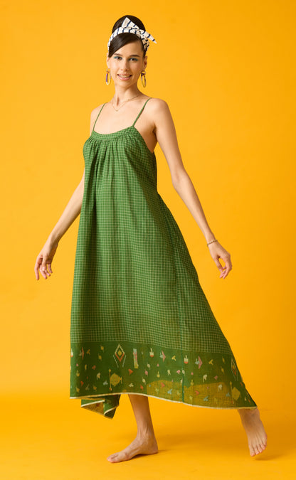 Green Jamdani Choga Dress