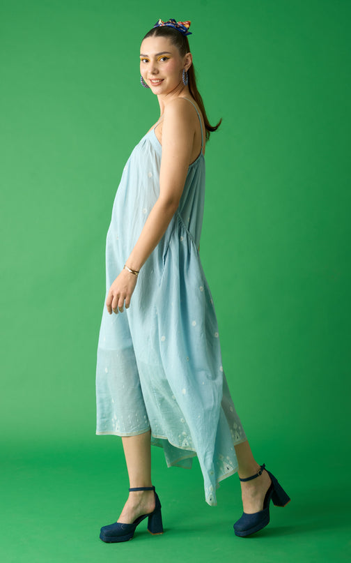 Light Blue Choga Jamdani Dress