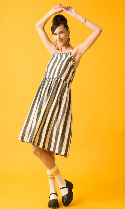 Black and White Striped Slip Dress