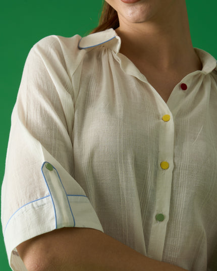 Off White Peter Pan Collar Shirt