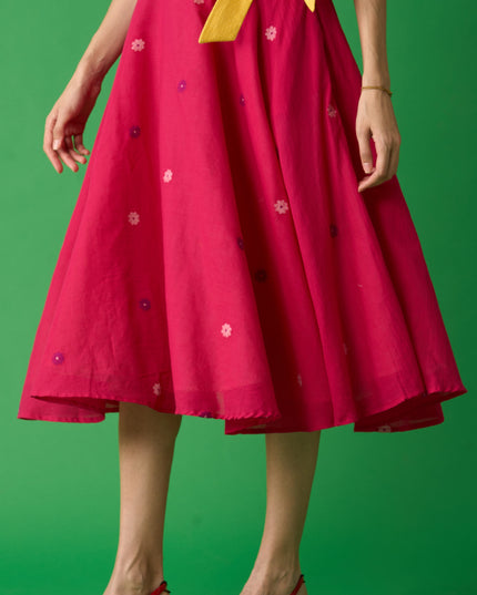 Rani Pink Jamdani Midi Skirt