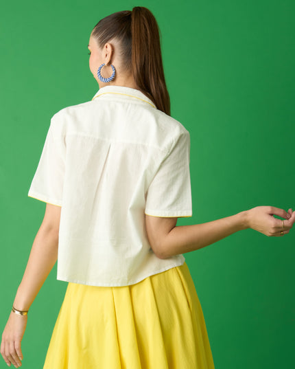 Off White Cropped Shirt