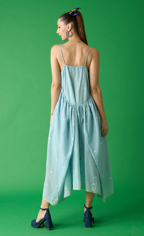 Light Blue Choga Jamdani Dress