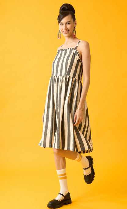 Black and White Striped Slip Dress