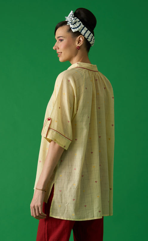 Pastel Yellow Peter Pan Collar Shirt