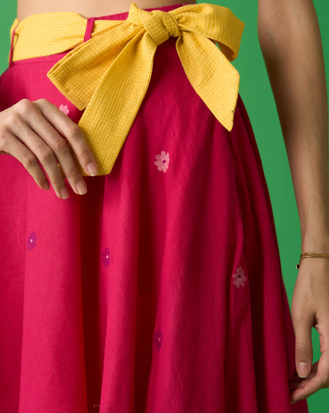 Rani Pink Jamdani Midi Skirt