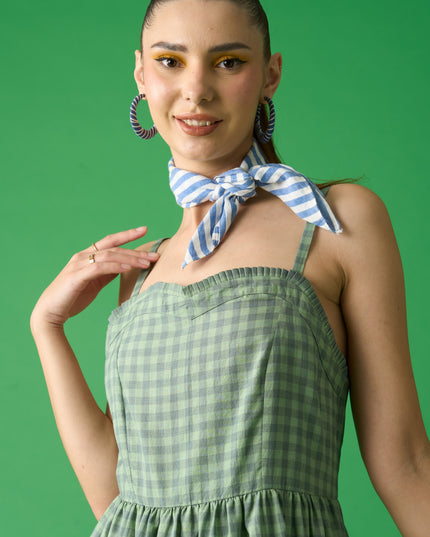 Green And Grey Slip Dress