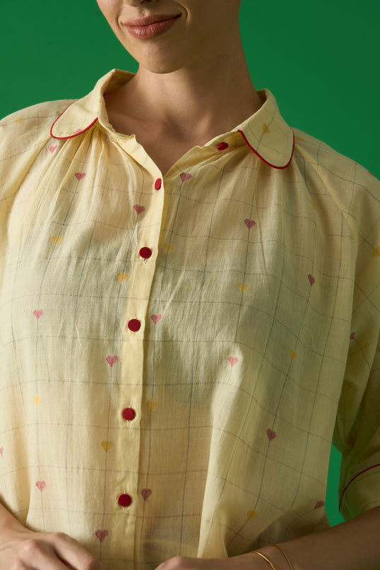 Pastel Yellow Peter Pan Collar Shirt